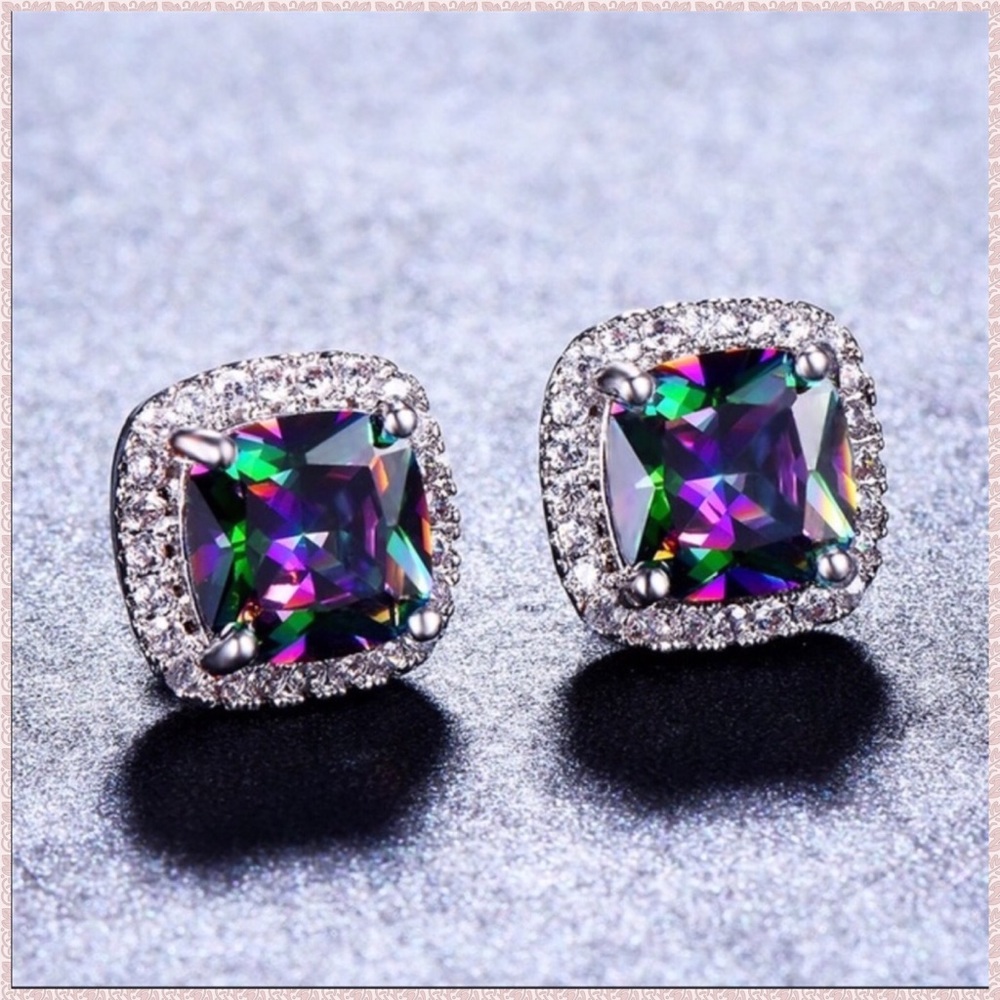 ⚡️FINAL PRICE⚡️🖤BOGO50 Rainbow Topaz Earrings - Picture 3 of 7